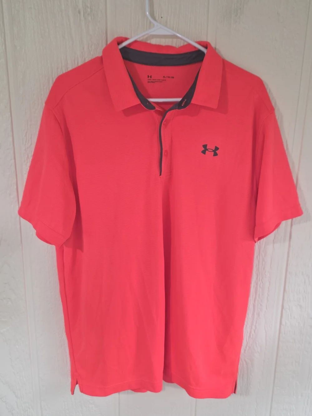 Under Armour Men’s Coral-Red Polo with Contrast Trim, Size XL